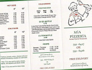 Mia Pizzeria menu