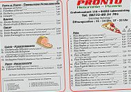 Pizzeria Pronto menu