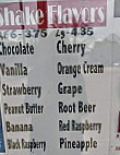 Spanky Oliver's Ice Cream menu