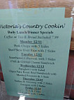 Victoria's Country Cookin menu