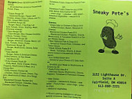 Sneaky Pete's menu