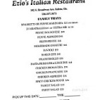Ezio's Italian menu