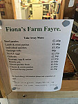 Fiona's Farm Fayre, Devon Teashop menu