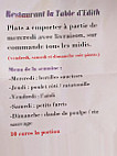La Table D'edith menu