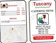 Tuscany Italian menu