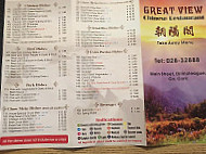 Great View Chinese menu