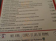 Creperie La Boudeuse menu