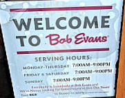 Bob Evans menu
