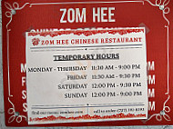 Zom Hee Chinese menu