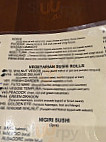 Raku Sushi menu