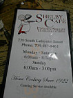 Shelby Cafe menu