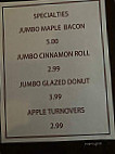 Cloud 9 Donuts menu