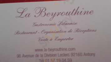 La Beyrouthine menu
