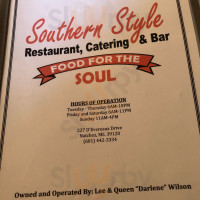 Southern Style Catering menu