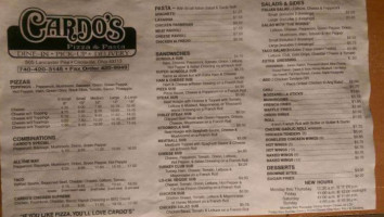 Cardo's Pizza Pasta menu