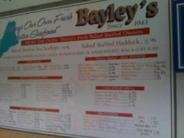 Bayley's Ice Cream menu
