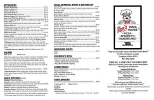 Ron's Pizza menu