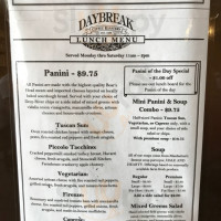 Daybreak Coffee Roasters menu