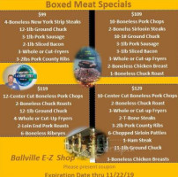 Ballville E-z Shop Food Bvrg menu
