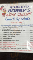 Bobby's Asian Cuisine menu
