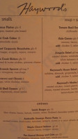 Haywood's menu