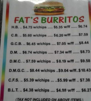 Fat's Burritos menu