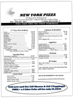 New York Pizza menu