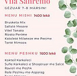 Vila Sanremo menu
