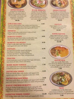 Playa Del Sol Mexican menu