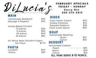 Dilucia's Banquet Room menu