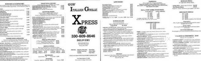 Gus' Italian Grille Xpress menu