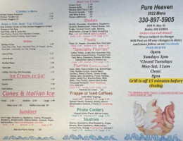 Pure Heaven menu