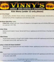 Vinny's Smokin' Good Burgers Sandwiches menu