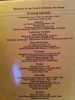 Coach & Horses Ale Room menu