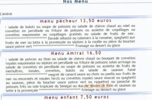 L'Amiral menu