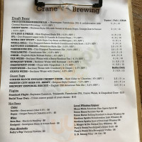 Crane Brewing Company menu