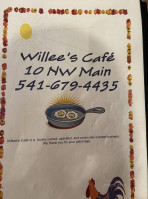 Willee's Sports menu