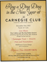 The Carnegie Club menu