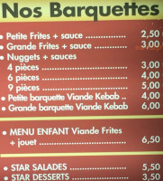 Star Kebab menu