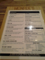 Monroe's Burgers Beers menu