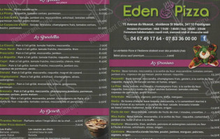 Eden Pizza menu