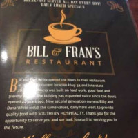 Bill Fran's menu