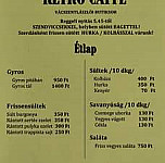 Retro Caffe menu