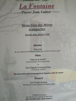 La Fontaine menu