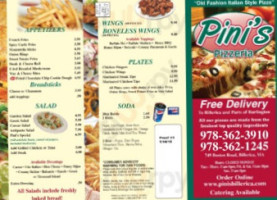 Pini's Pizzeria menu