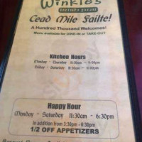 Mavis Winkle's Irish Pub menu