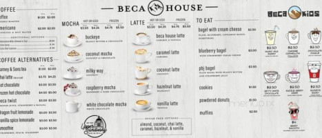 Beca House Coffee Company menu