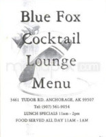 Blue Fox Cocktail Lounge menu