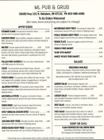 Manzanita Lighthouse Pub And Grub menu