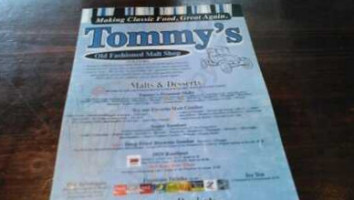 Tommy's Malt Shop menu